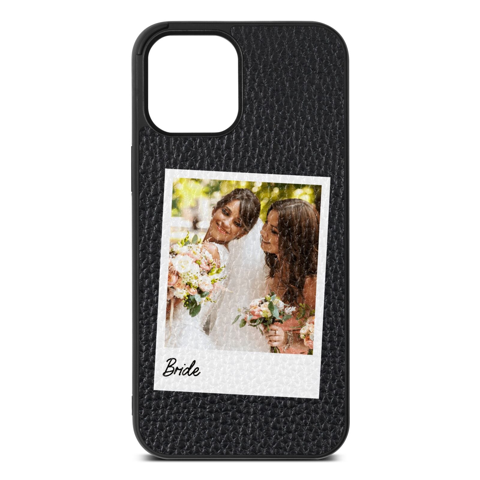 Bridal Photo Black Pebble Leather iPhone 12 Pro Max Case