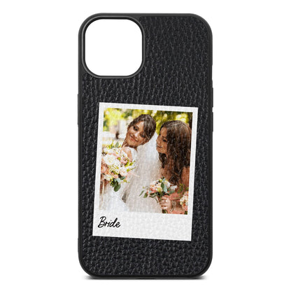 Bridal Photo Black Pebble Leather iPhone 13 Case