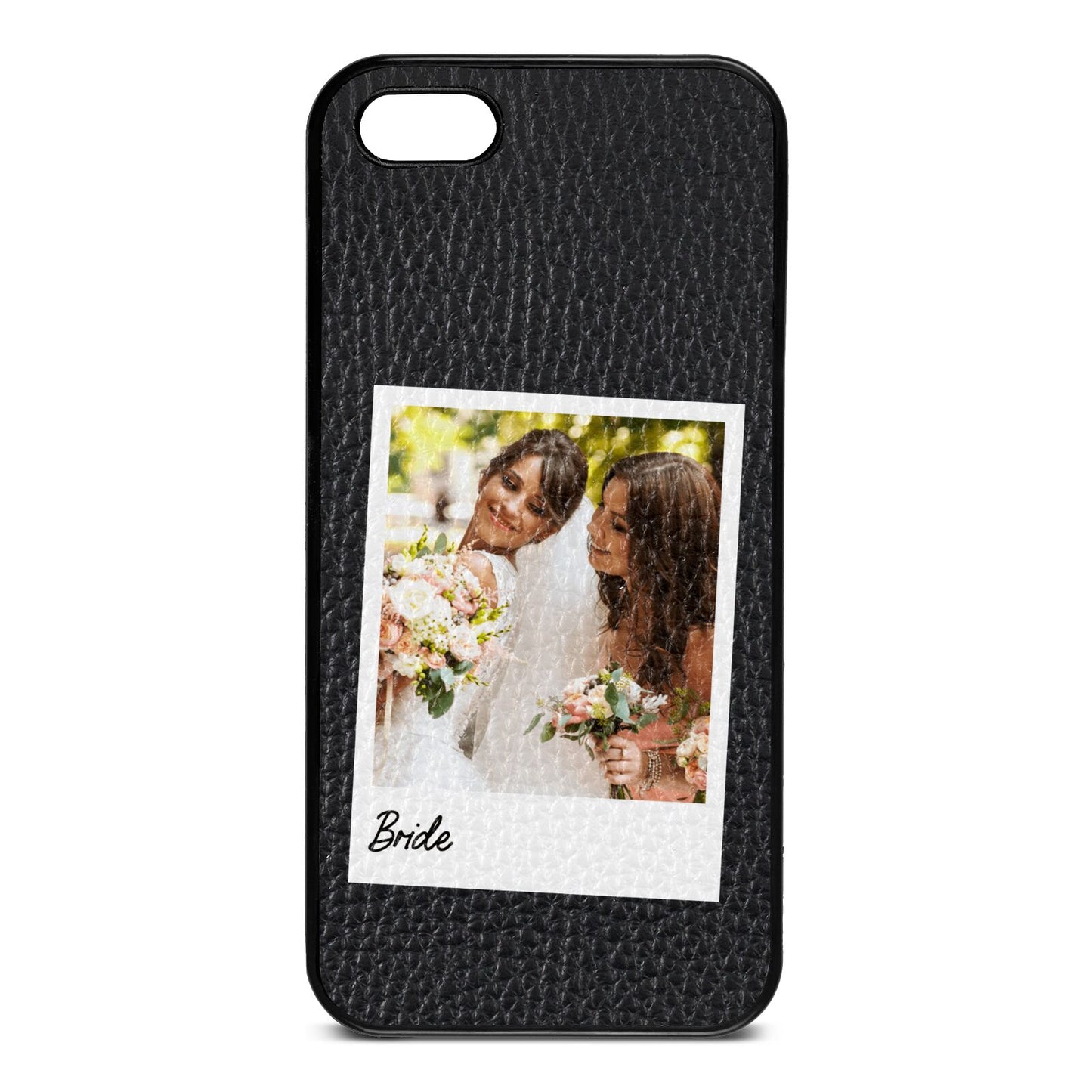 Bridal Photo Black Pebble Leather iPhone 5 Case
