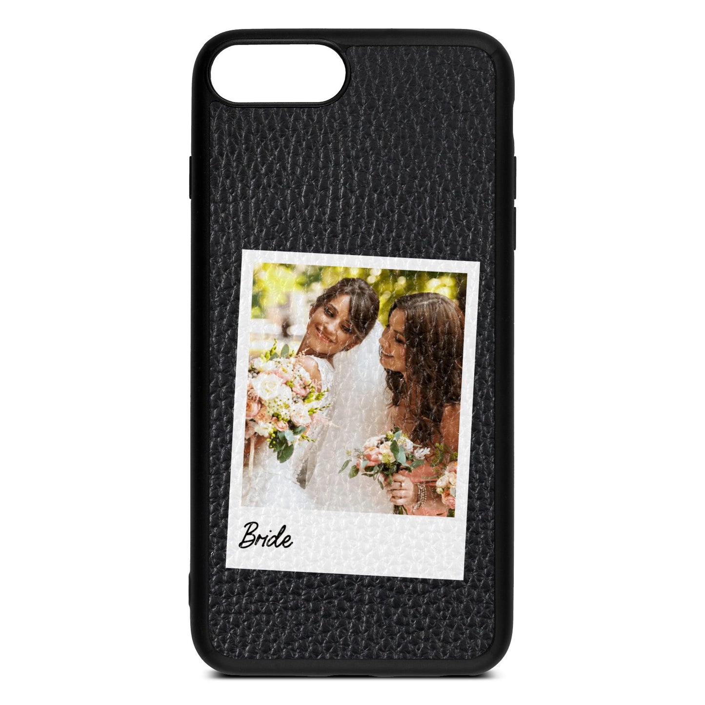 Bridal Photo Black Pebble Leather iPhone 8 Plus Case