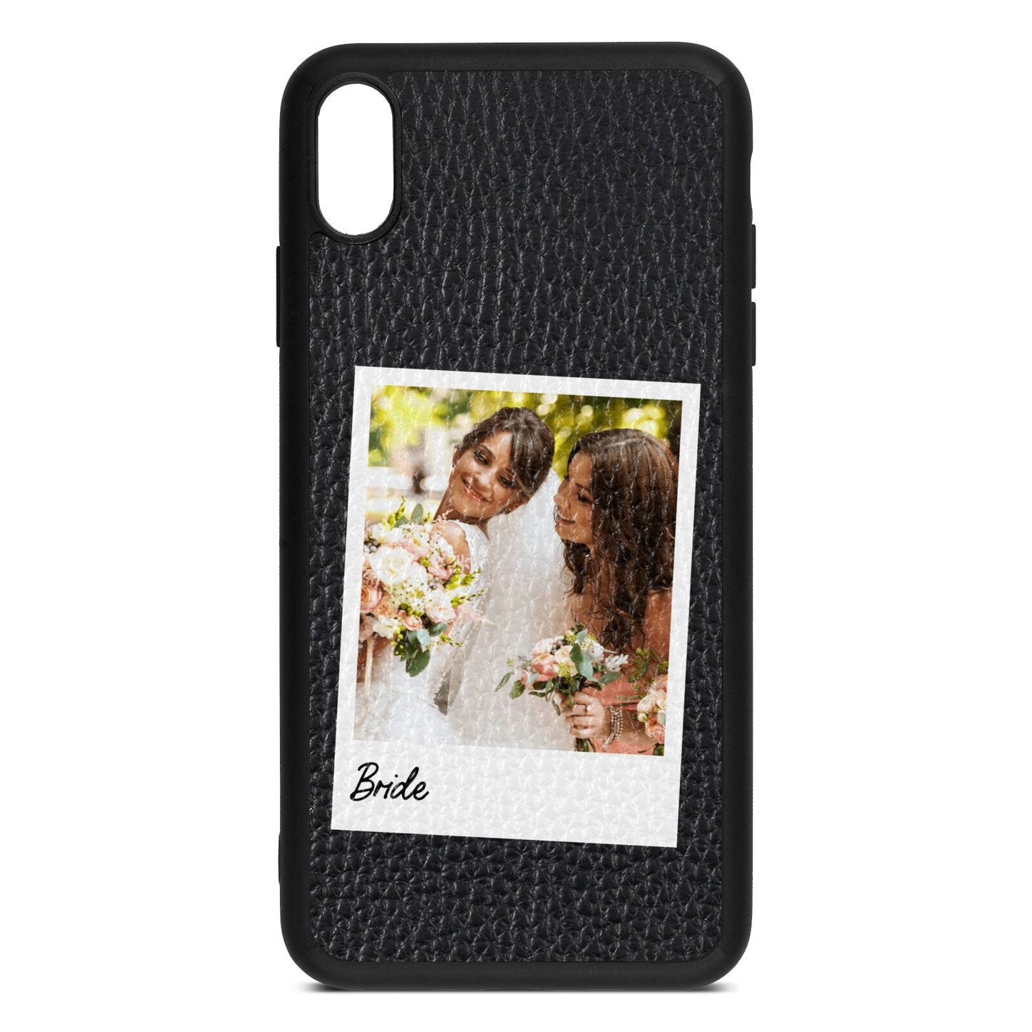 Bridal Photo Black Pebble Leather iPhone Xs Max Case