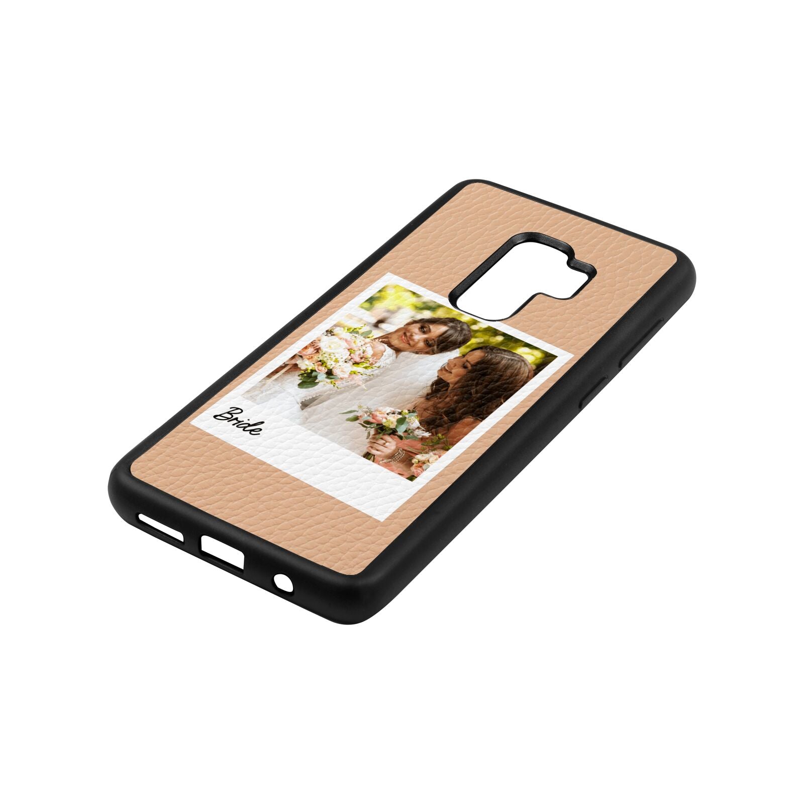 Bridal Photo Nude Pebble Leather Samsung S9 Plus Case Side Angle