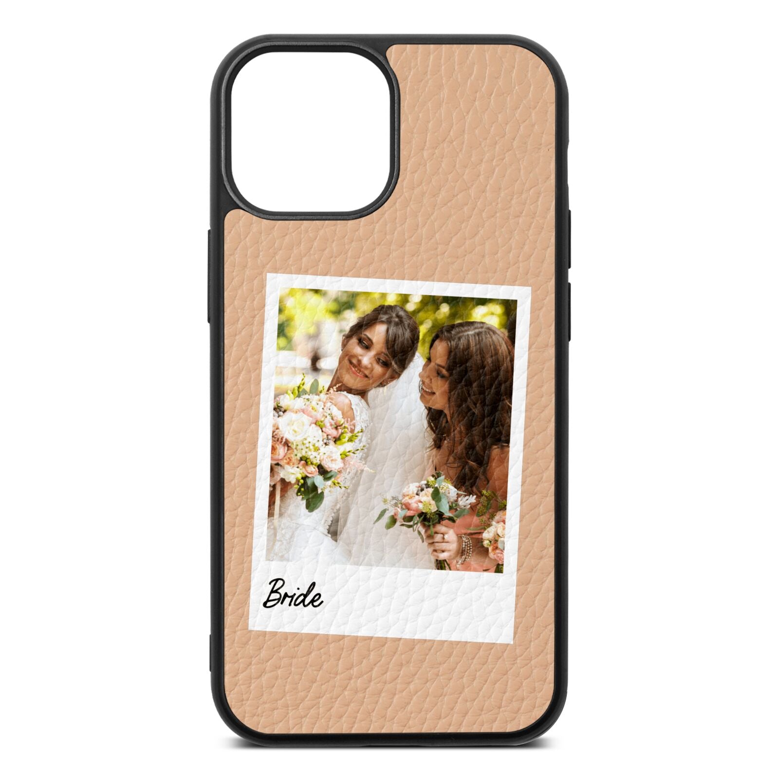 Bridal Photo Nude Pebble Leather iPhone 13 Mini Case