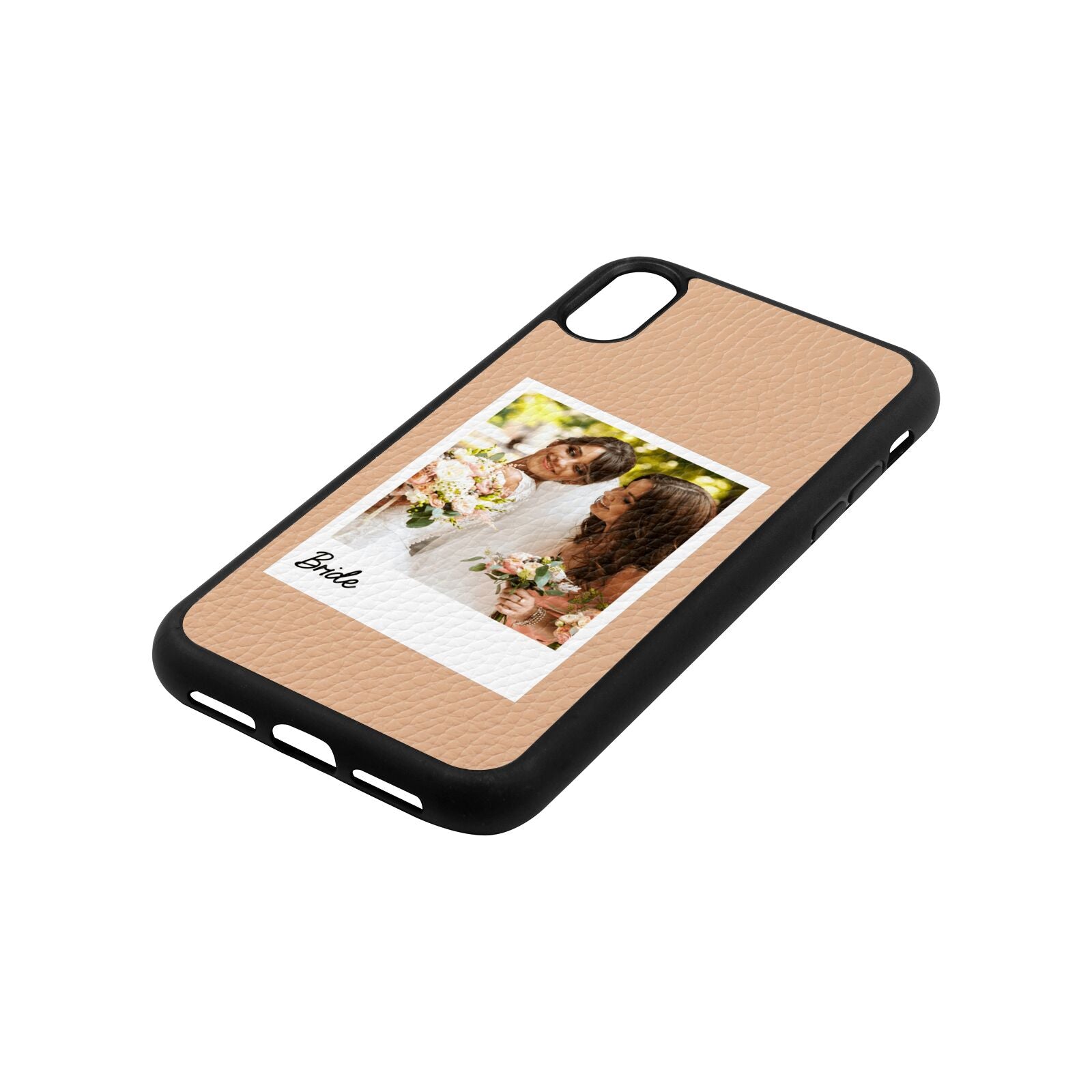 Bridal Photo Nude Pebble Leather iPhone Xr Case Side Angle