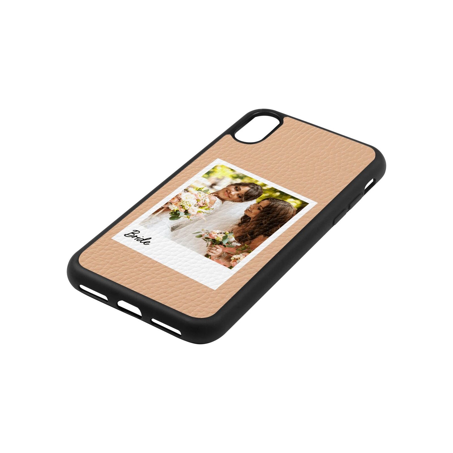 Bridal Photo Nude Pebble Leather iPhone Xs Case Side Angle