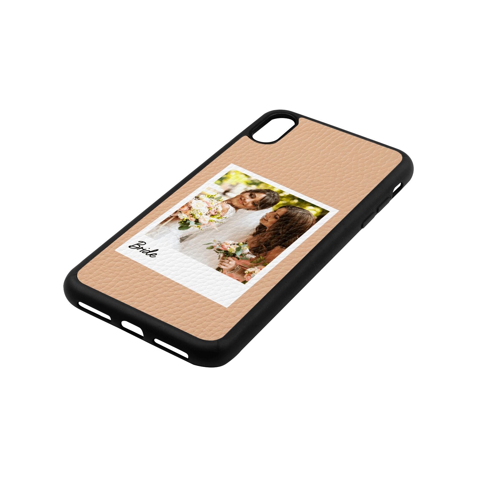 Bridal Photo Nude Pebble Leather iPhone Xs Max Case Side Angle