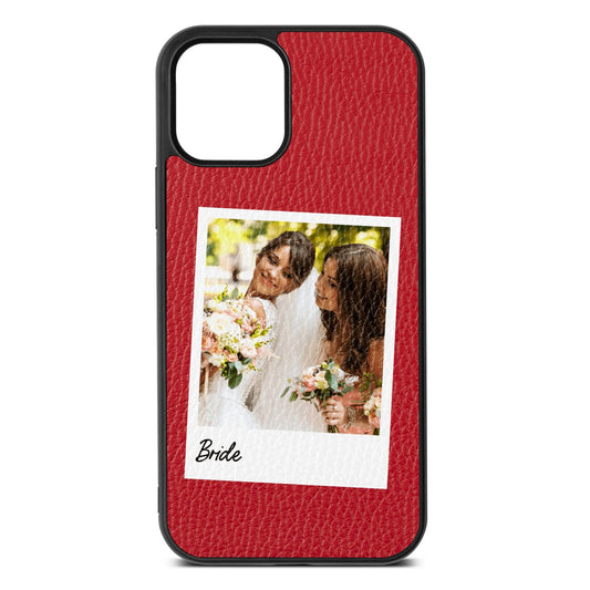 Bridal Photo Red Pebble Leather iPhone 12 Case