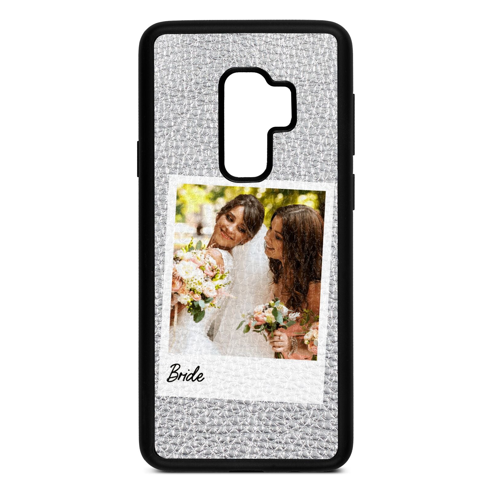 Bridal Photo Silver Pebble Leather Samsung S9 Plus Case
