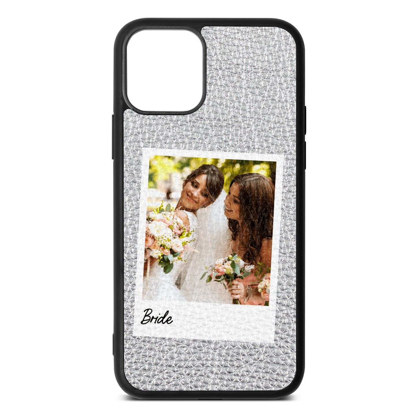 Bridal Photo Silver Pebble Leather iPhone 11 Case