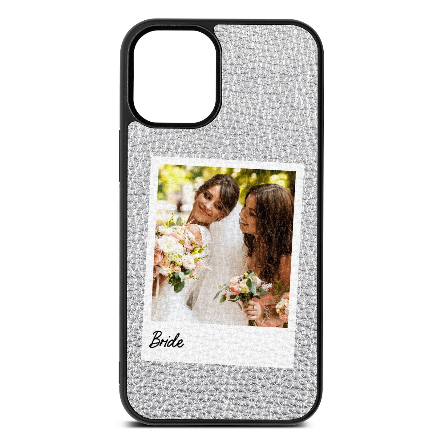 Bridal Photo Silver Pebble Leather iPhone 12 Mini Case
