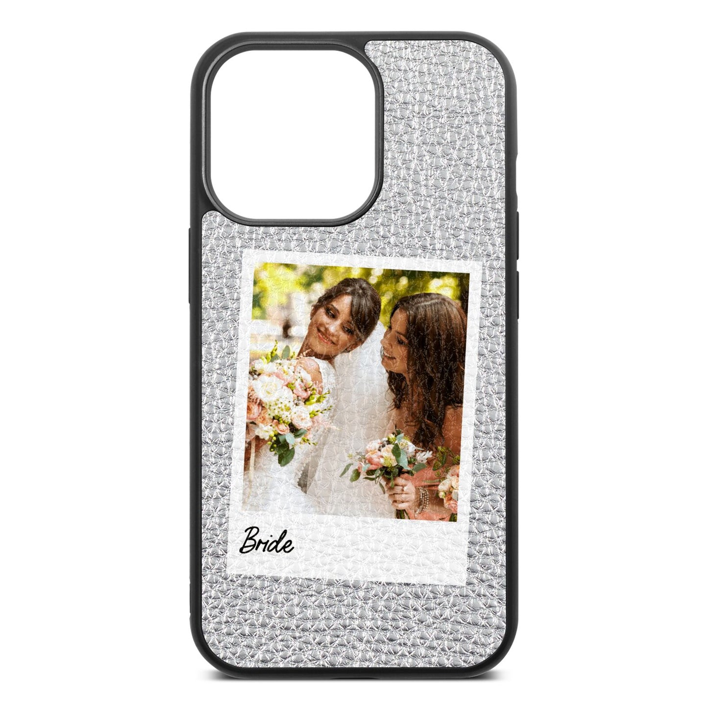 Bridal Photo Silver Pebble Leather iPhone 13 Pro Case