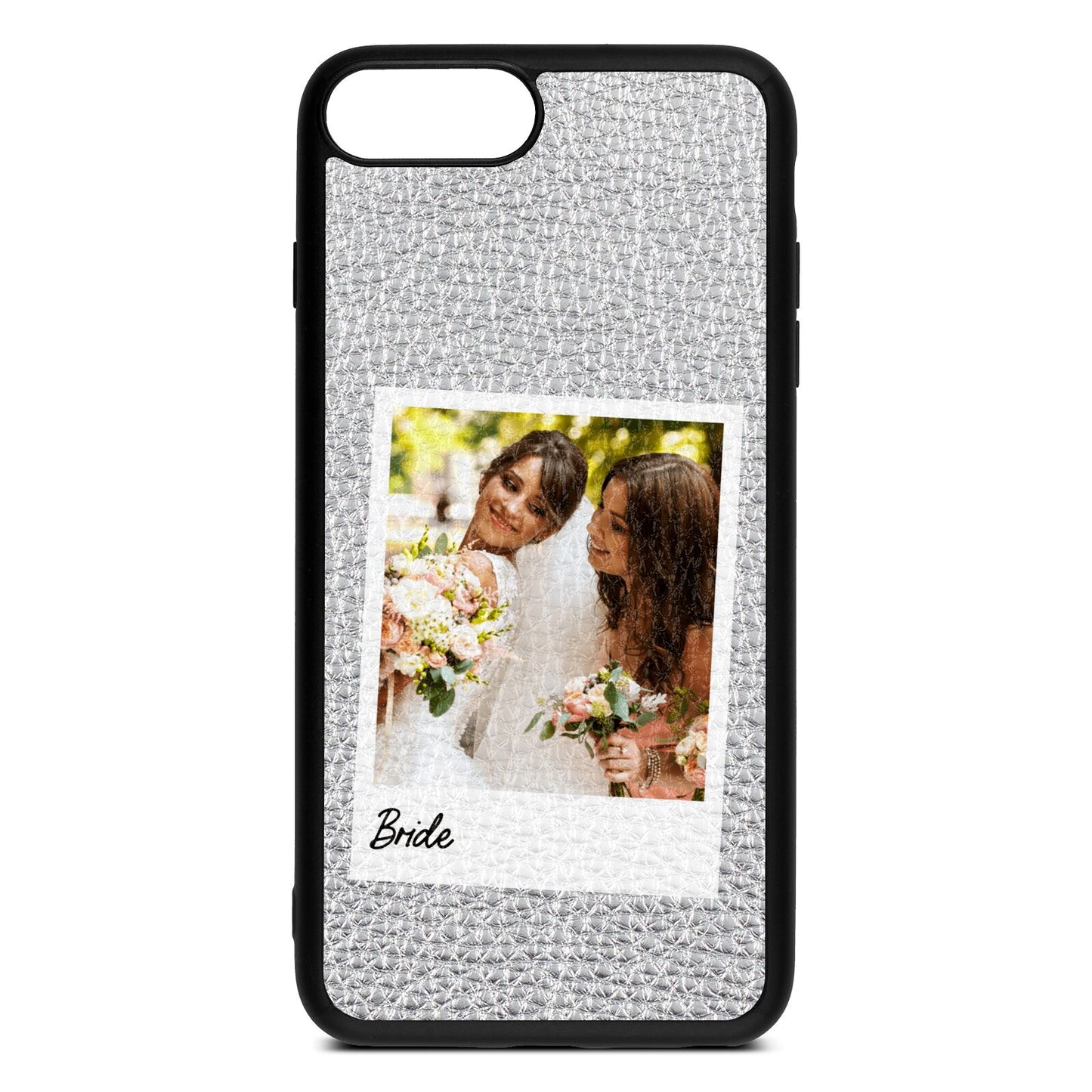 Bridal Photo Silver Pebble Leather iPhone 8 Plus Case