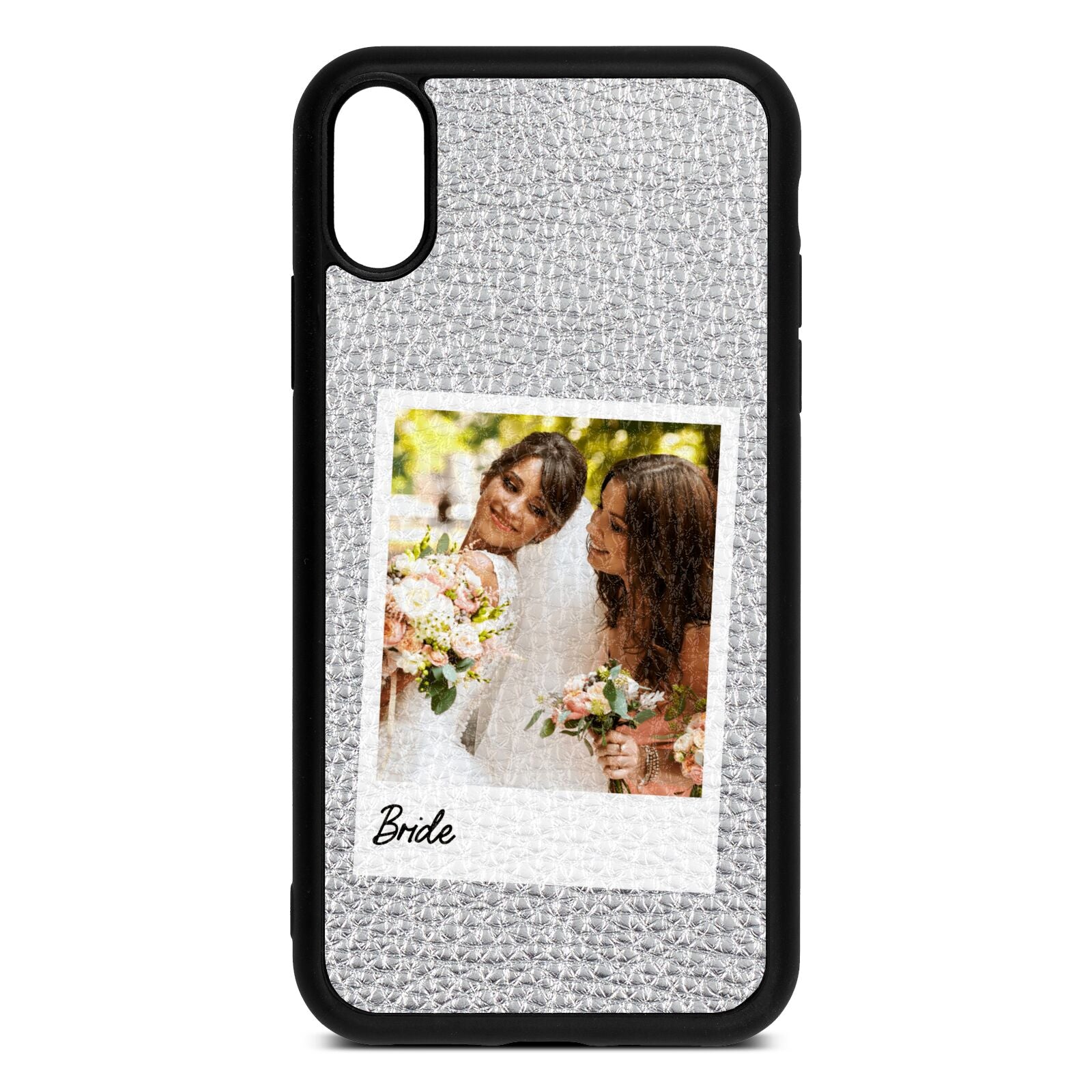 Bridal Photo Silver Pebble Leather iPhone Xr Case
