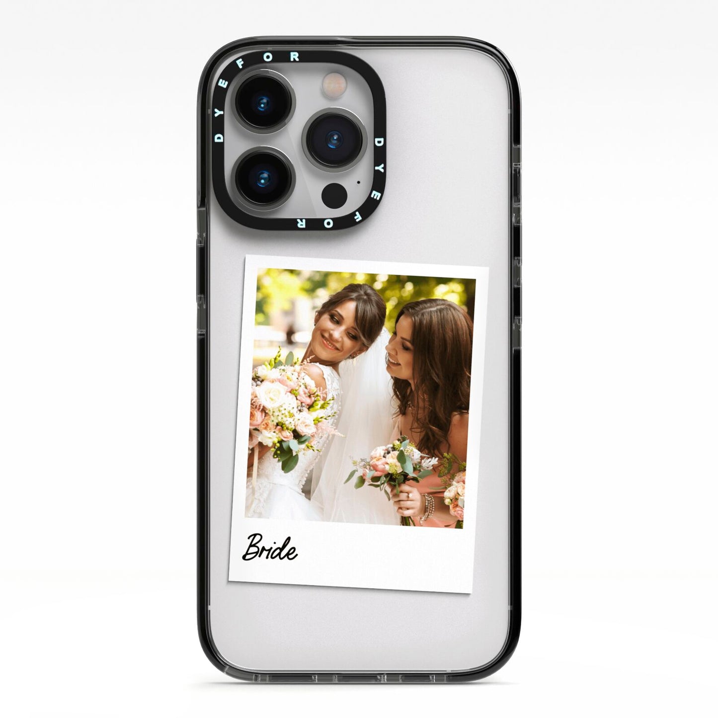 Bridal Photo iPhone 13 Pro Black Impact Case on Silver phone