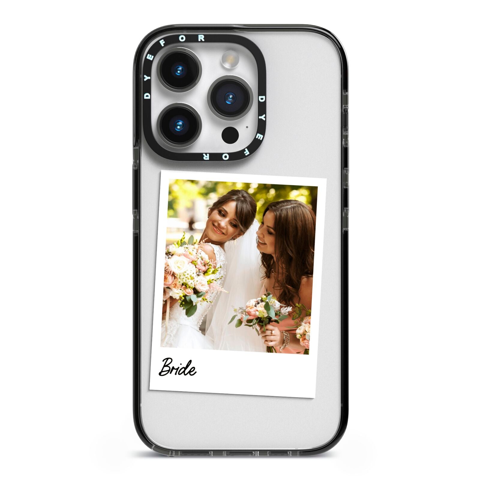 Bridal Photo iPhone 14 Pro Black Impact Case on Silver phone