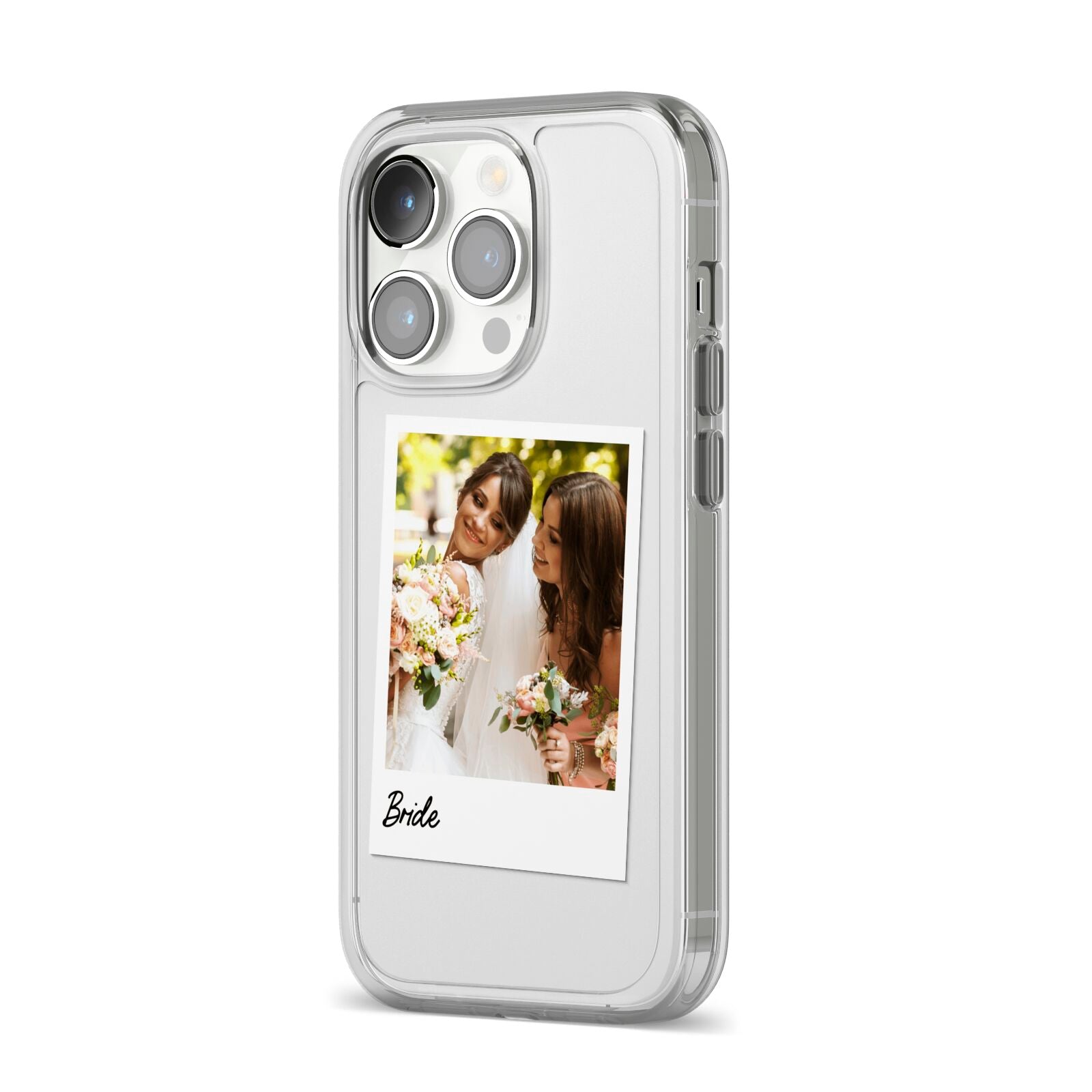 Bridal Photo iPhone 14 Pro Clear Tough Case Silver Angled Image