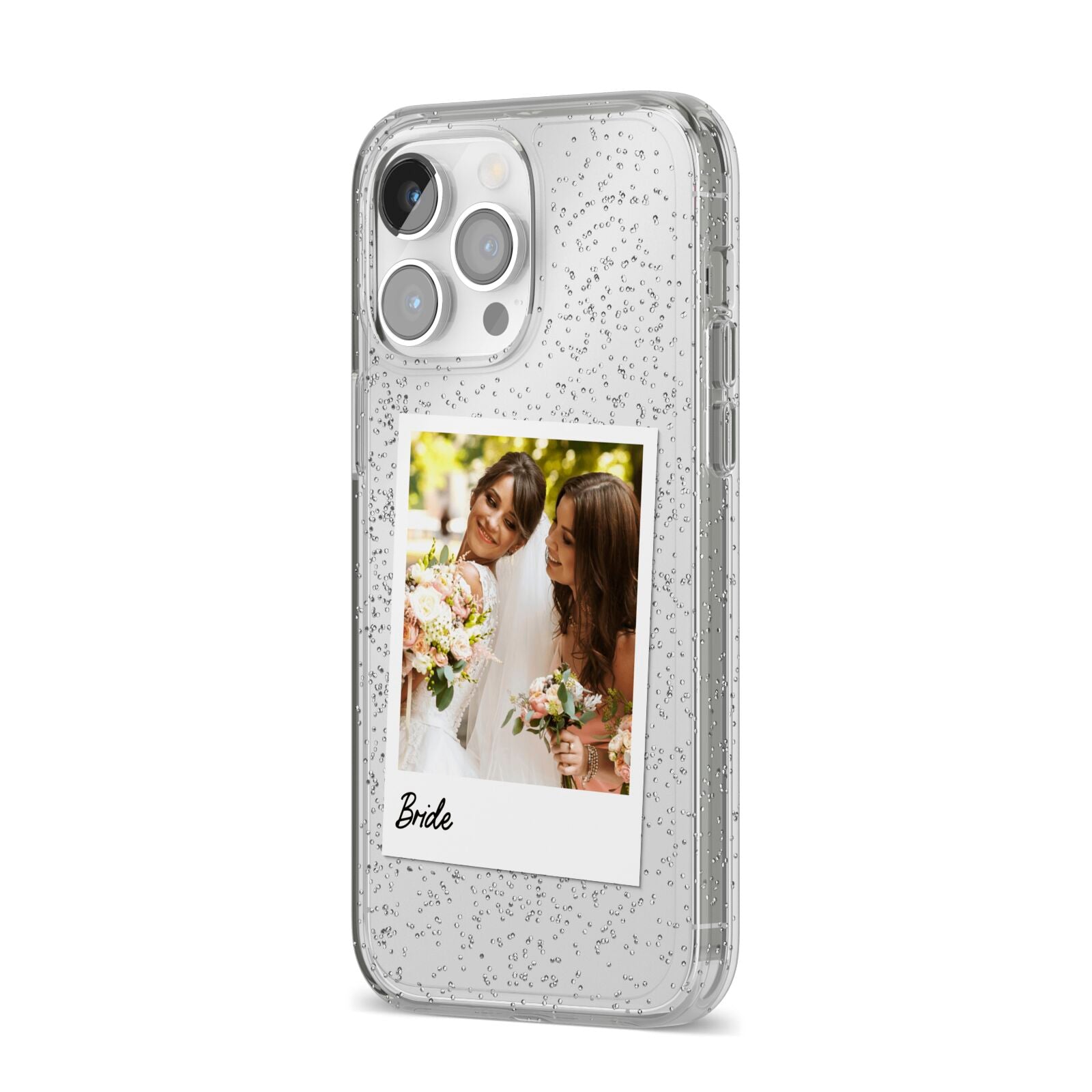 Bridal Photo iPhone 14 Pro Max Glitter Tough Case Silver Angled Image