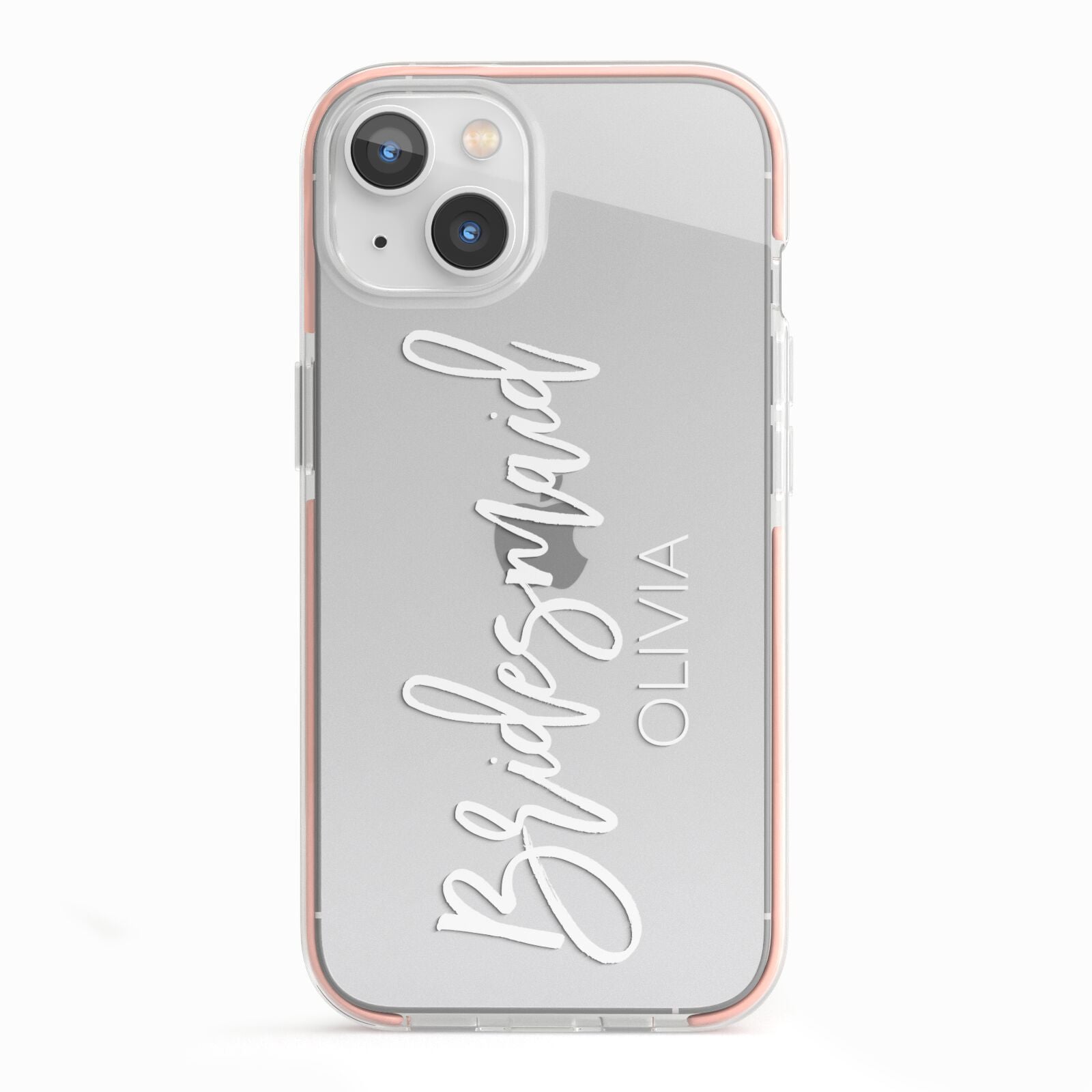Bridesmaid Personalised iPhone 13 TPU Impact Case with Pink Edges
