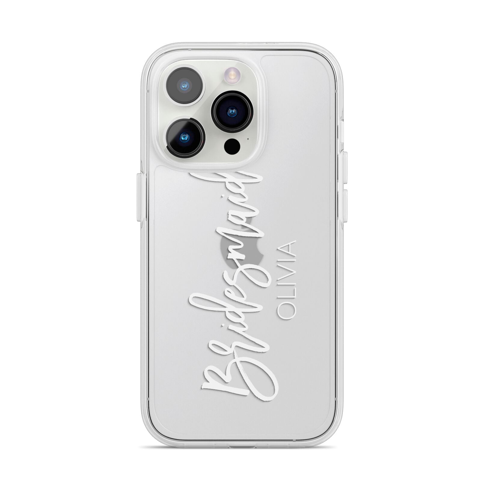 Bridesmaid Personalised iPhone 14 Pro Clear Tough Case Silver