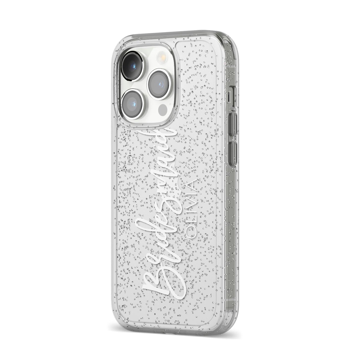 Bridesmaid Personalised iPhone 14 Pro Glitter Tough Case Silver Angled Image