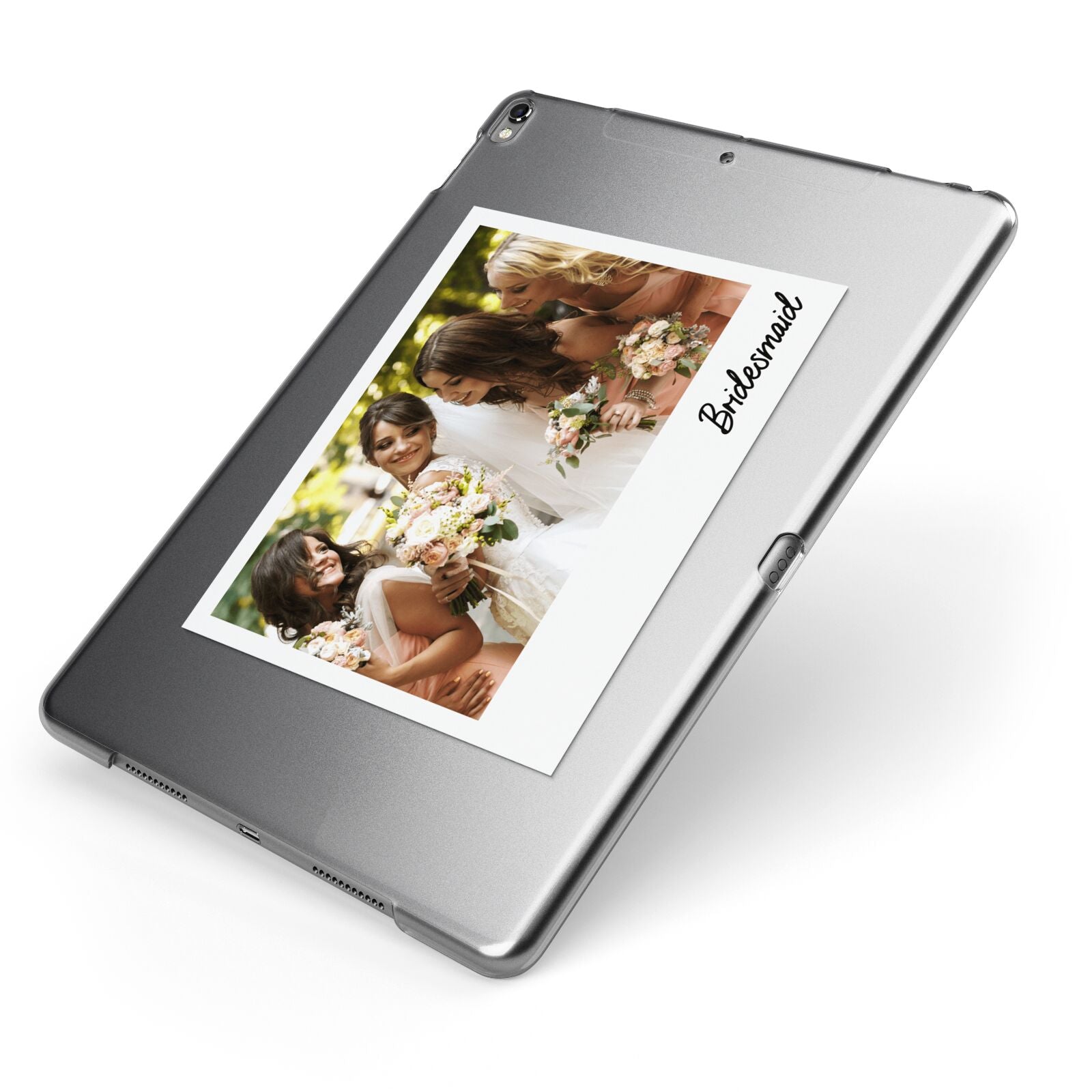 Bridesmaid Photo Apple iPad Case on Grey iPad Side View