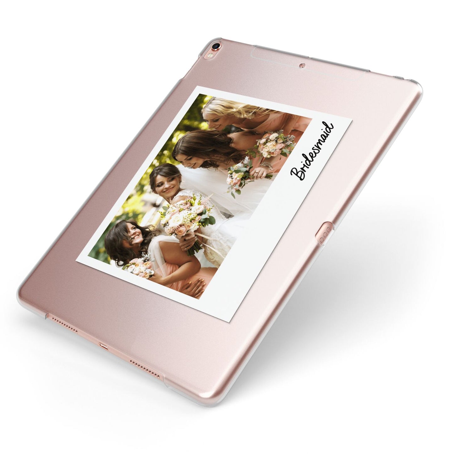 Bridesmaid Photo Apple iPad Case on Rose Gold iPad Side View