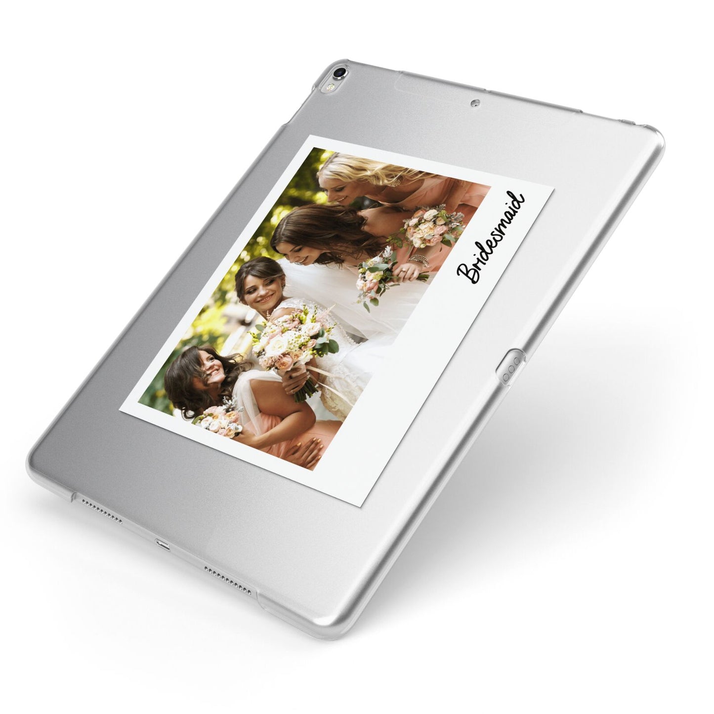 Bridesmaid Photo Apple iPad Case on Silver iPad Side View