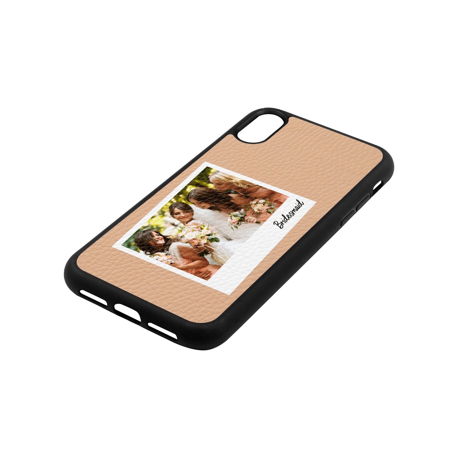 Bridesmaid Photo Nude Pebble Leather iPhone Xr Case Side Angle