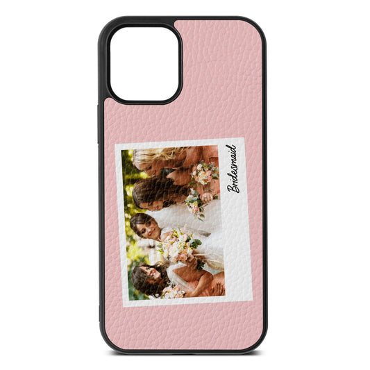 Bridesmaid Photo Pink Pebble Leather iPhone 12 Case