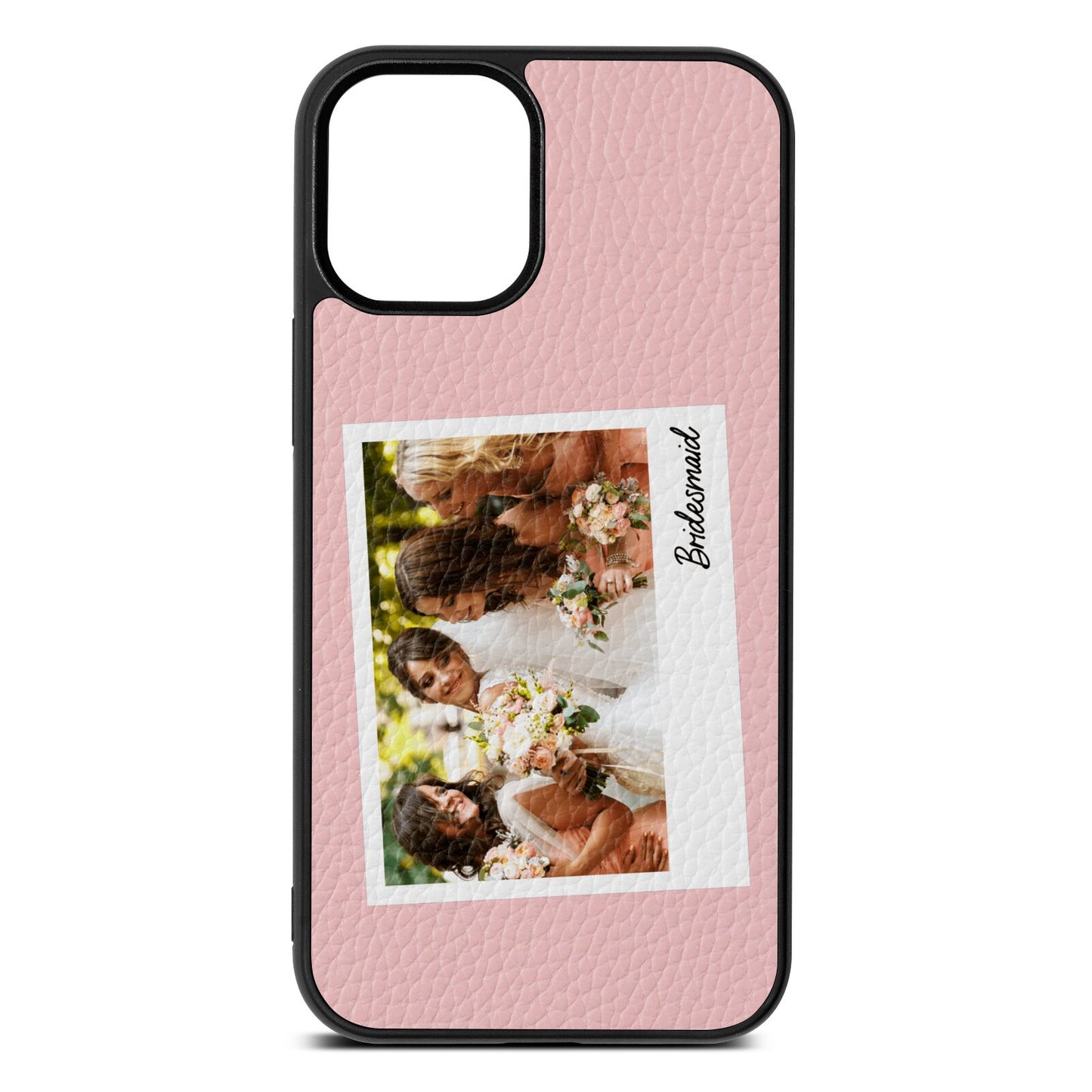 Bridesmaid Photo Pink Pebble Leather iPhone 12 Mini Case