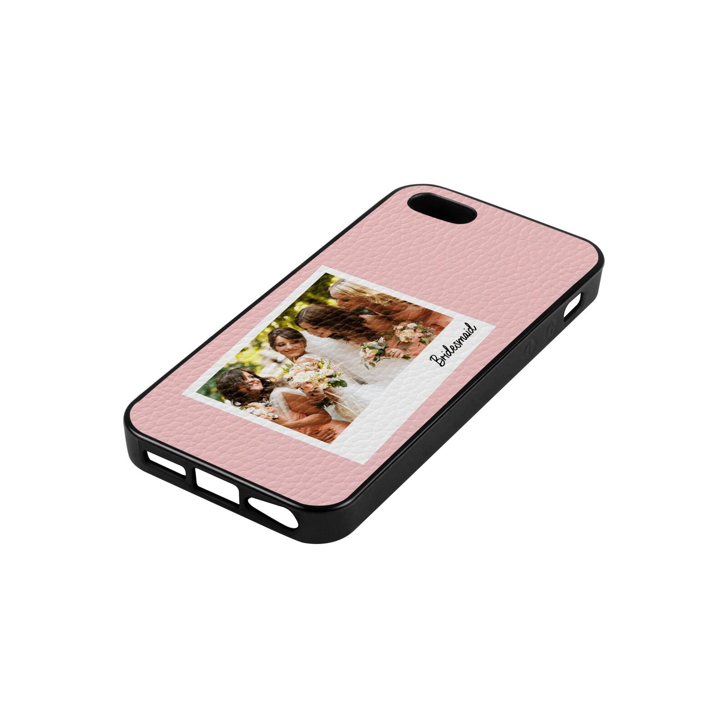Bridesmaid Photo Pink Pebble Leather iPhone 5 Case Side Angle