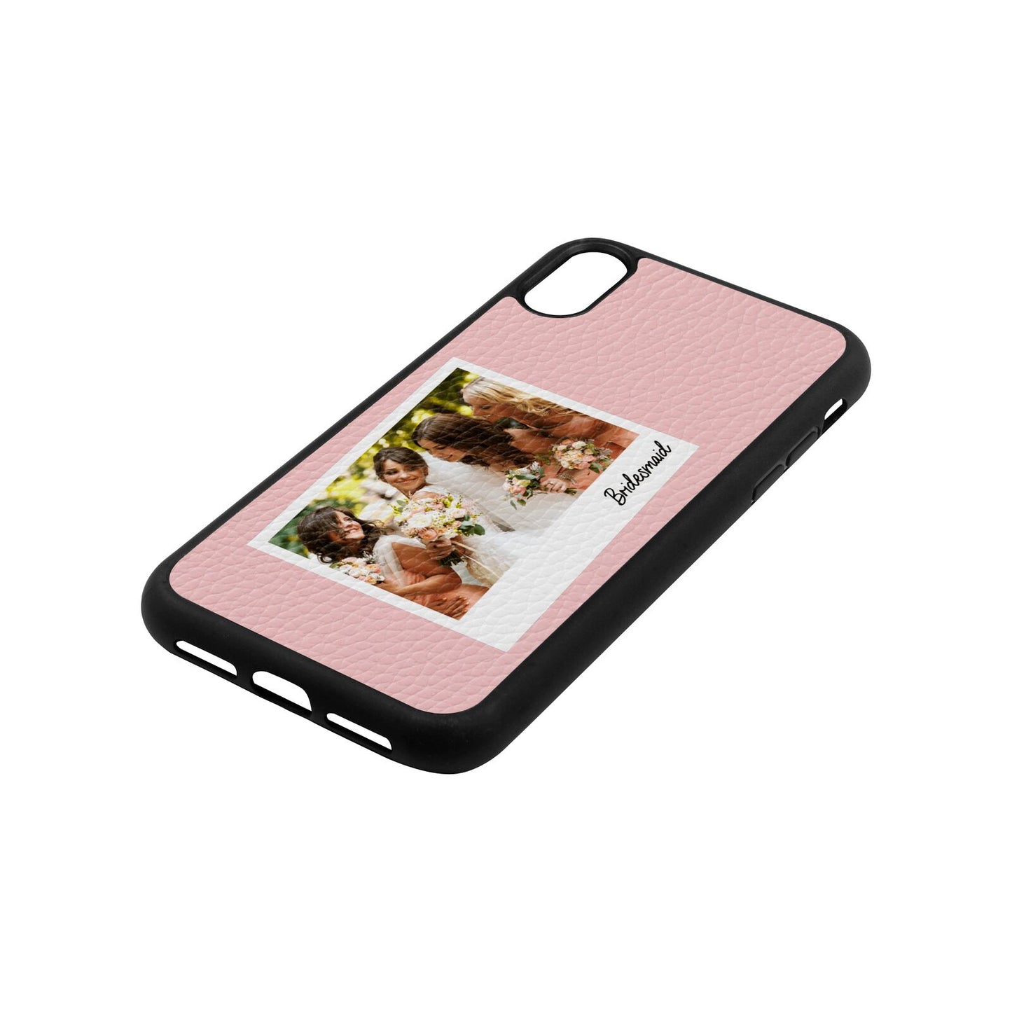 Bridesmaid Photo Pink Pebble Leather iPhone Xr Case Side Angle