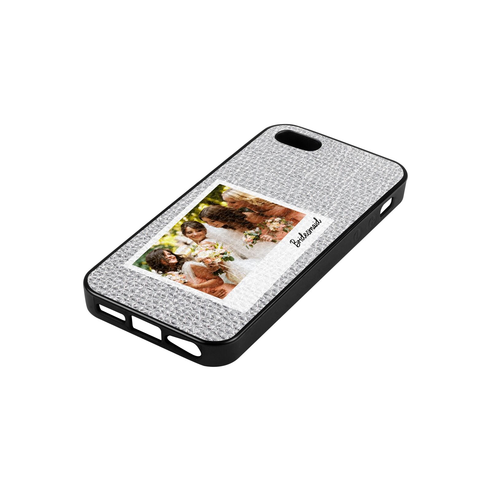 Bridesmaid Photo Silver Pebble Leather iPhone 5 Case Side Angle