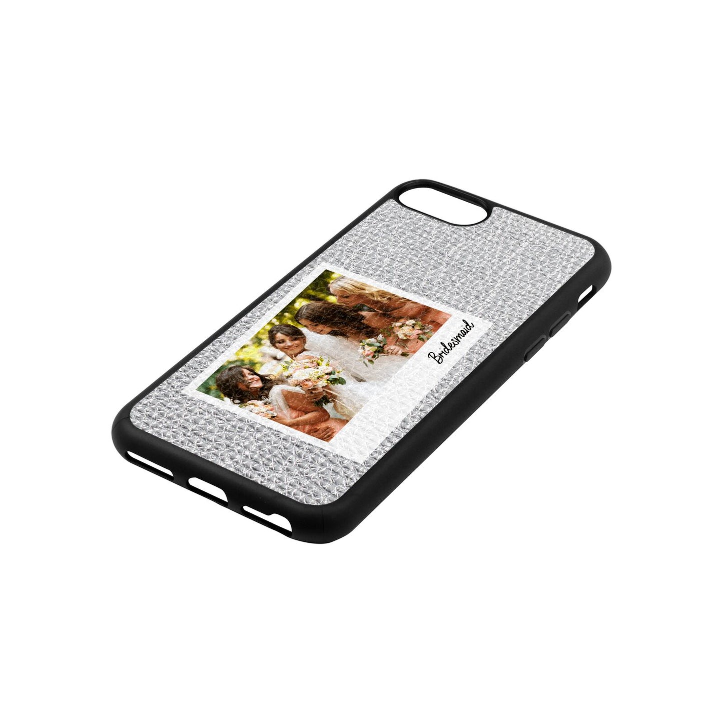 Bridesmaid Photo Silver Pebble Leather iPhone 8 Case Side Angle