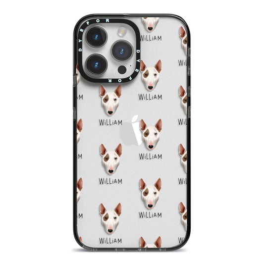 Bull Terrier Icon with Name iPhone 14 Pro Max Black Impact Case on Silver phone