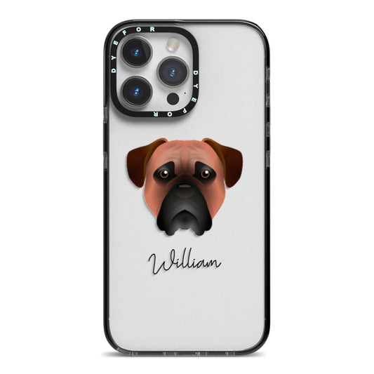 Bullmastiff Personalised iPhone 14 Pro Max Black Impact Case on Silver phone