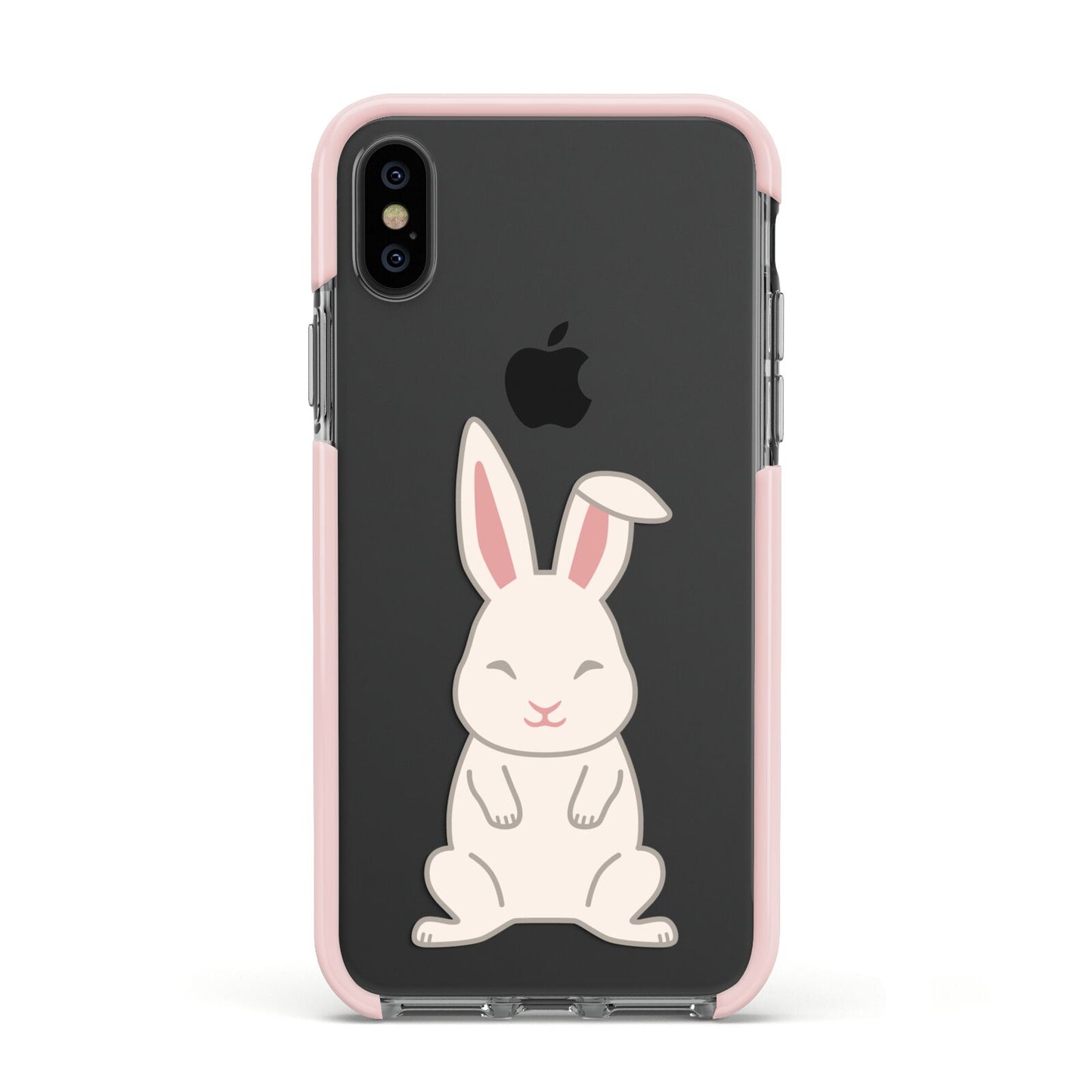 Bunny Apple iPhone Xs Impact Case Pink Edge on Black Phone
