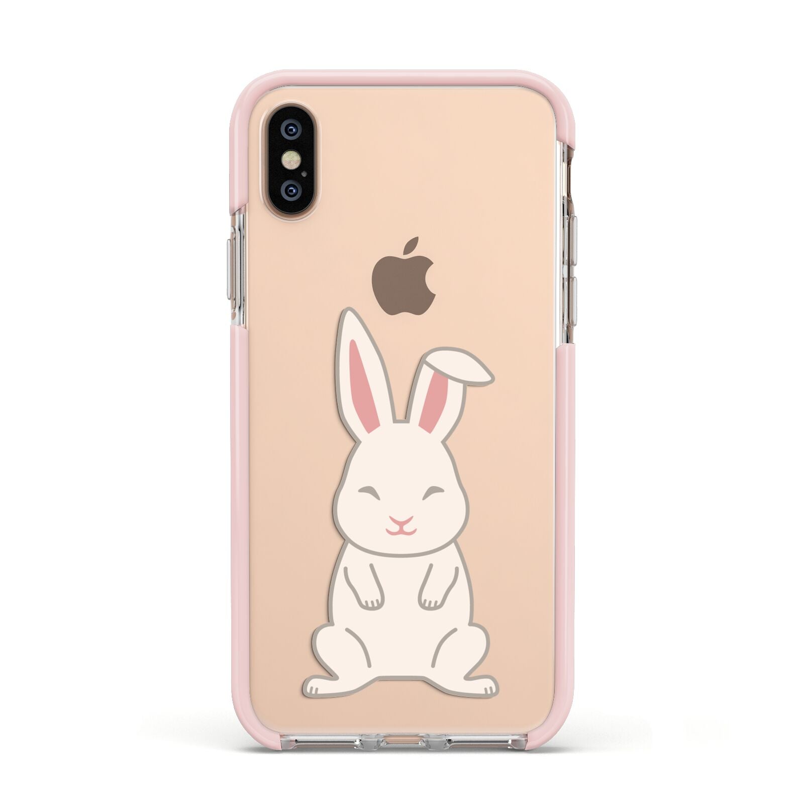 Bunny Apple iPhone Xs Impact Case Pink Edge on Gold Phone
