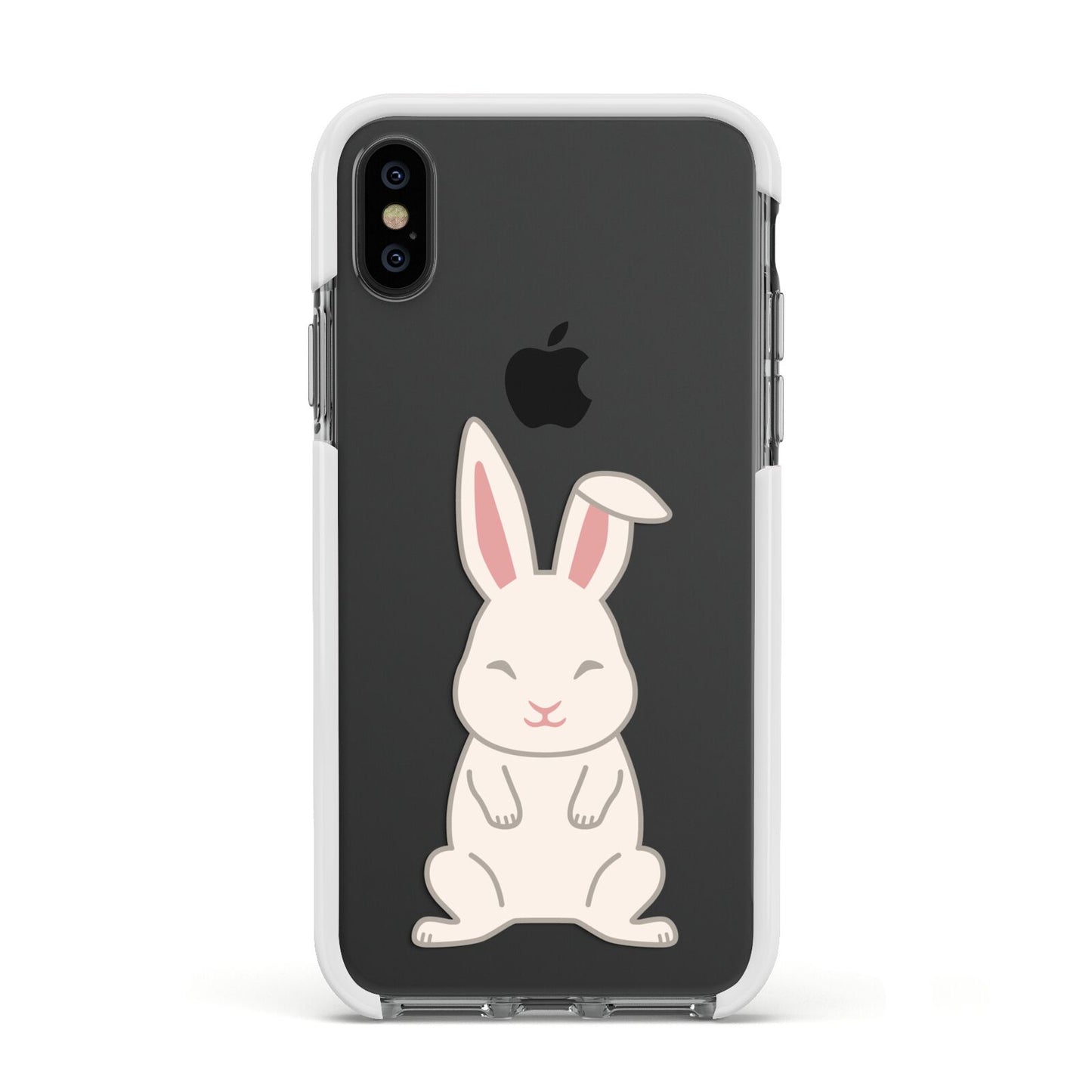 Bunny Apple iPhone Xs Impact Case White Edge on Black Phone