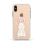 Bunny Apple iPhone Xs Impact Case White Edge on Gold Phone