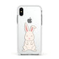 Bunny Apple iPhone Xs Impact Case White Edge on Silver Phone