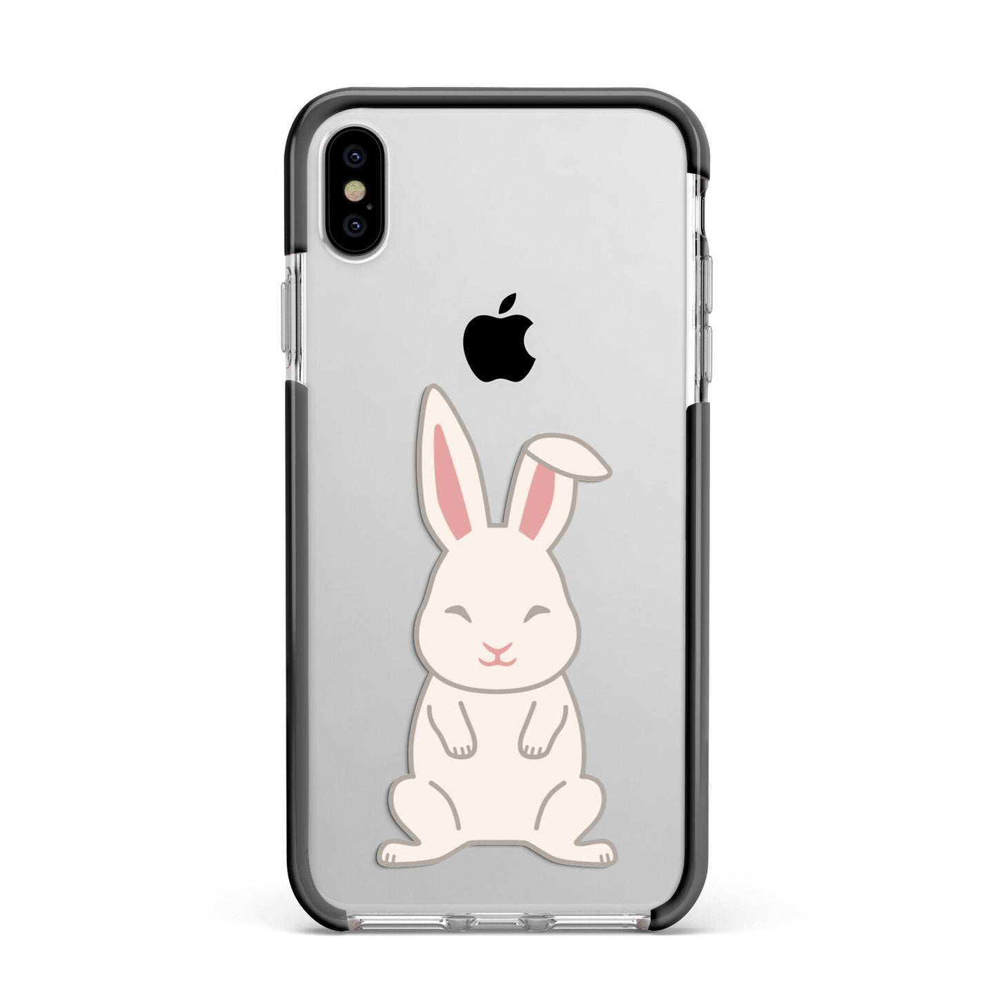 Bunny Apple iPhone Xs Max Impact Case Black Edge on Silver Phone