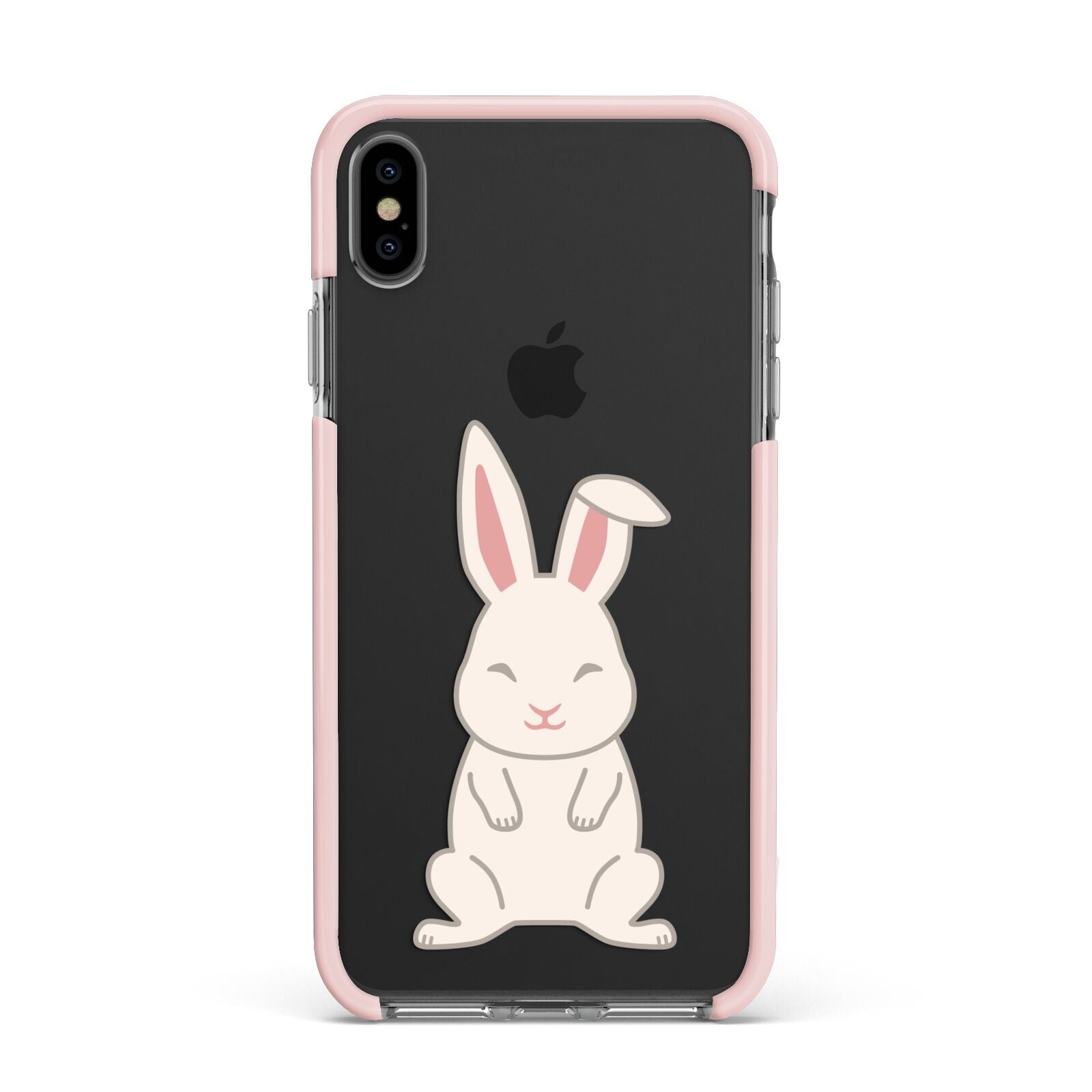 Bunny Apple iPhone Xs Max Impact Case Pink Edge on Black Phone