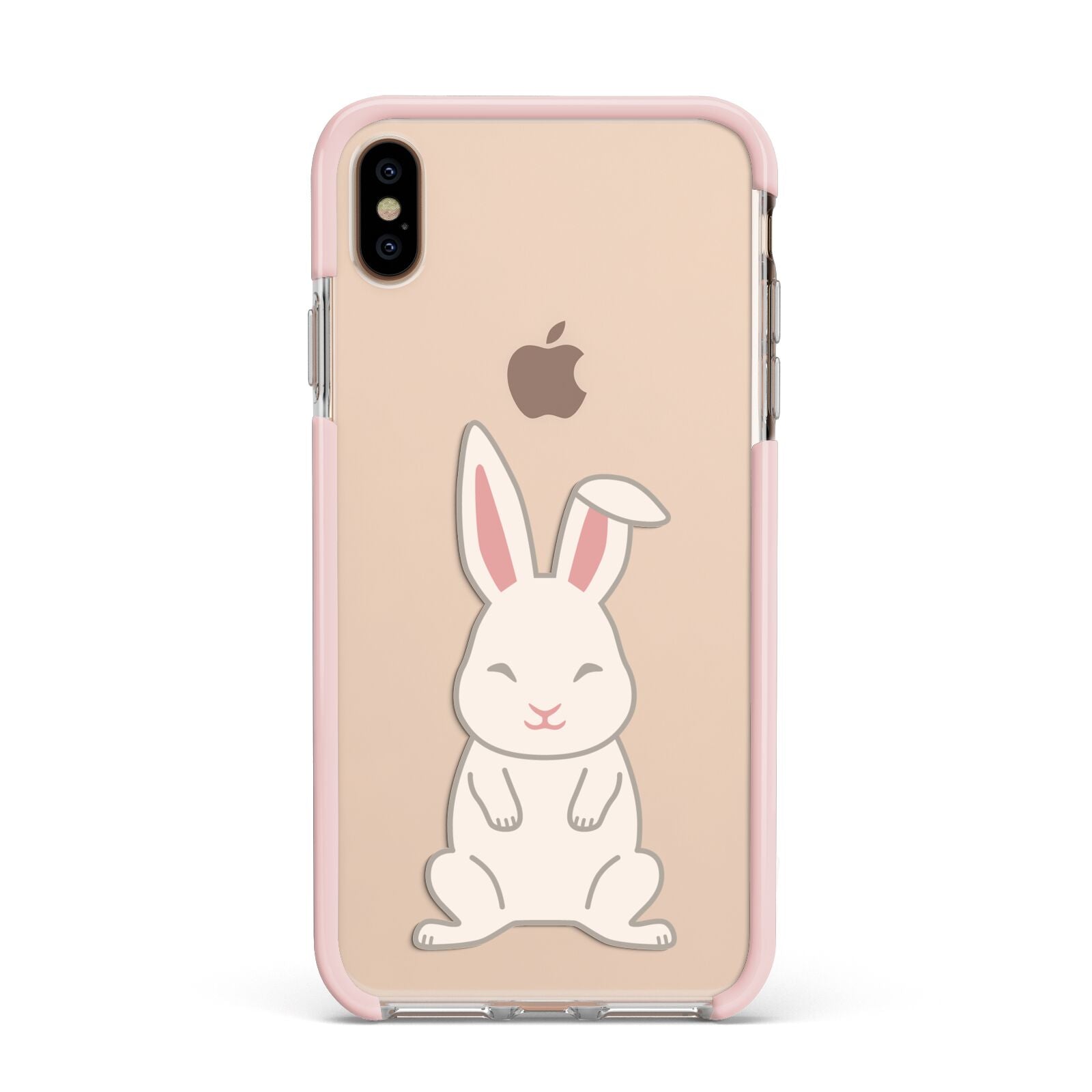 Bunny Apple iPhone Xs Max Impact Case Pink Edge on Gold Phone