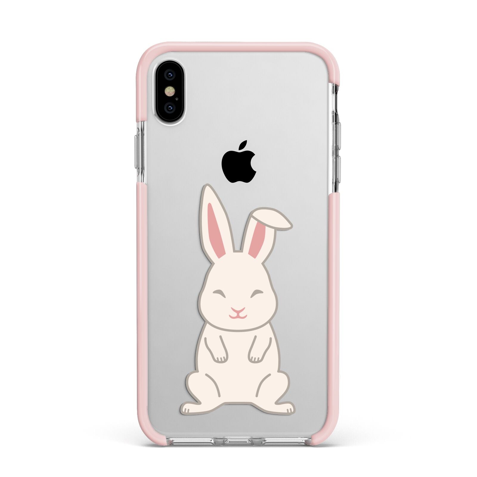 Bunny Apple iPhone Xs Max Impact Case Pink Edge on Silver Phone