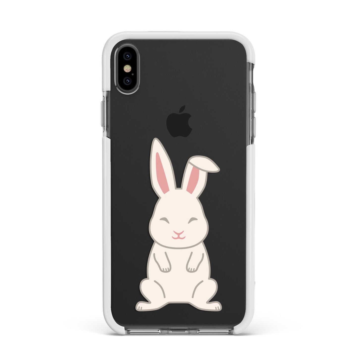 Bunny Apple iPhone Xs Max Impact Case White Edge on Black Phone