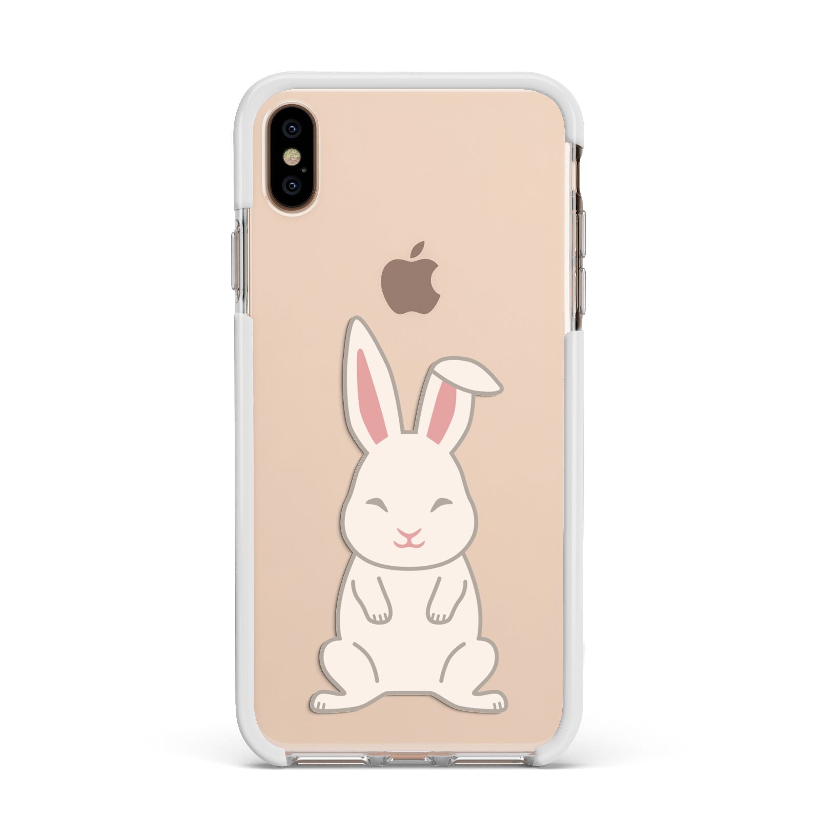 Bunny Apple iPhone Xs Max Impact Case White Edge on Gold Phone