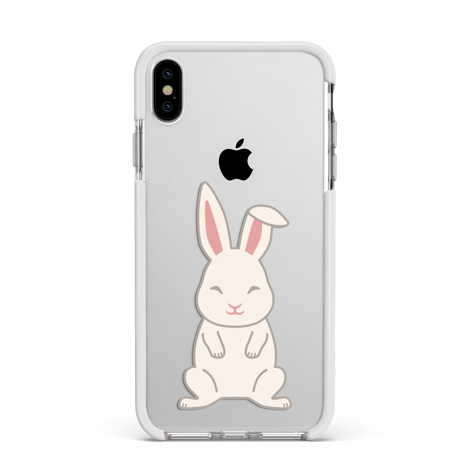 Bunny Apple iPhone Xs Max Impact Case White Edge on Silver Phone