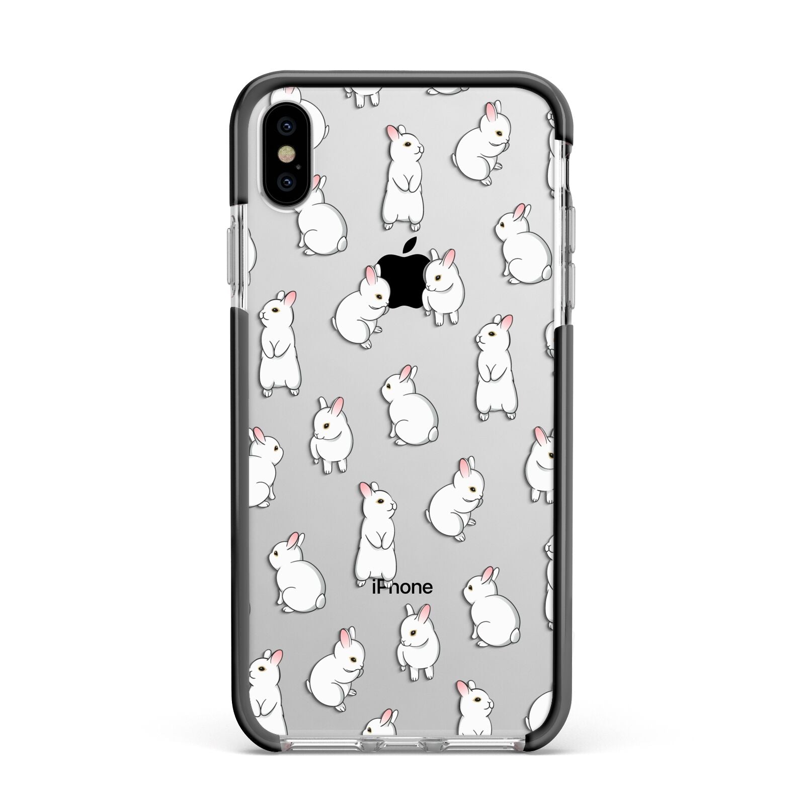 Bunny Rabbit Apple iPhone Xs Max Impact Case Black Edge on Silver Phone