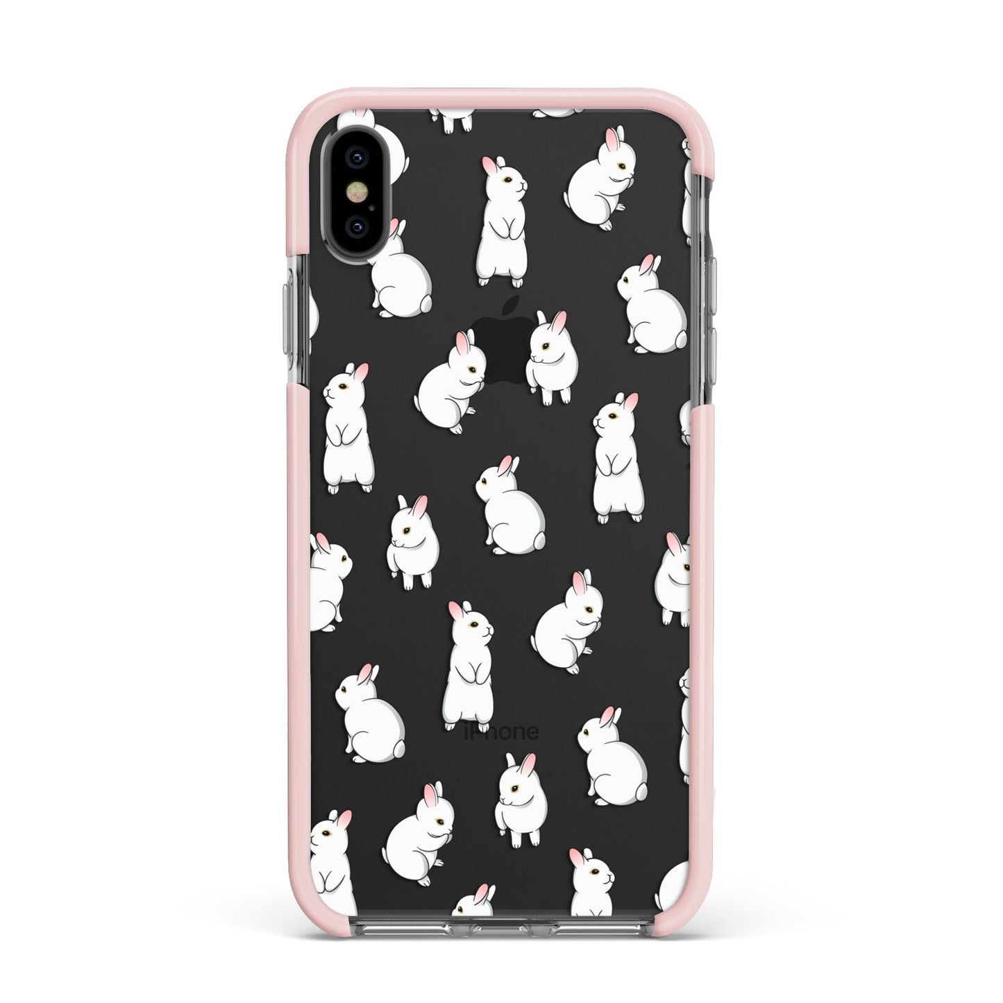 Bunny Rabbit Apple iPhone Xs Max Impact Case Pink Edge on Black Phone